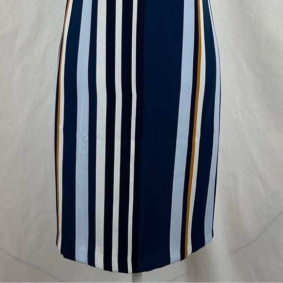 Ann Taylor Navy Bold Stripe Print Career Office Shift Dress NWOT Size 2 - Picture 7 of 12
